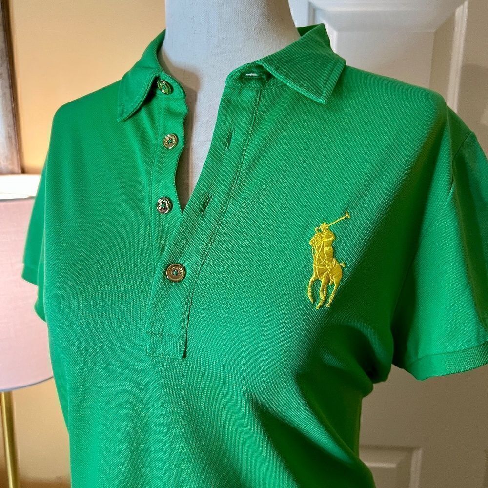 NWOT Women's Ralph Lauren Tailored Fit Golf Polo Shirt Top Blouse Green MEDIUM - Picture 4 of 4